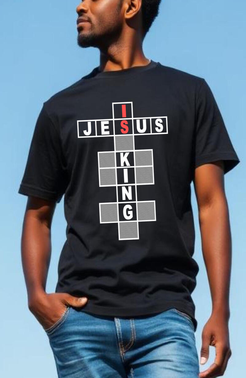 Jesus Is King Crossword Men's Christian T-shirt