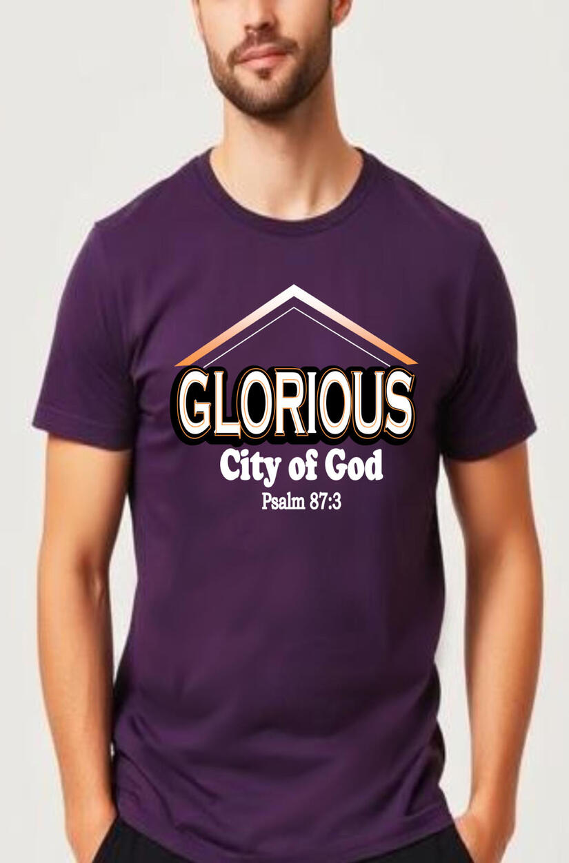 Glorious City of God Men's Christian T-shirt with Scripture