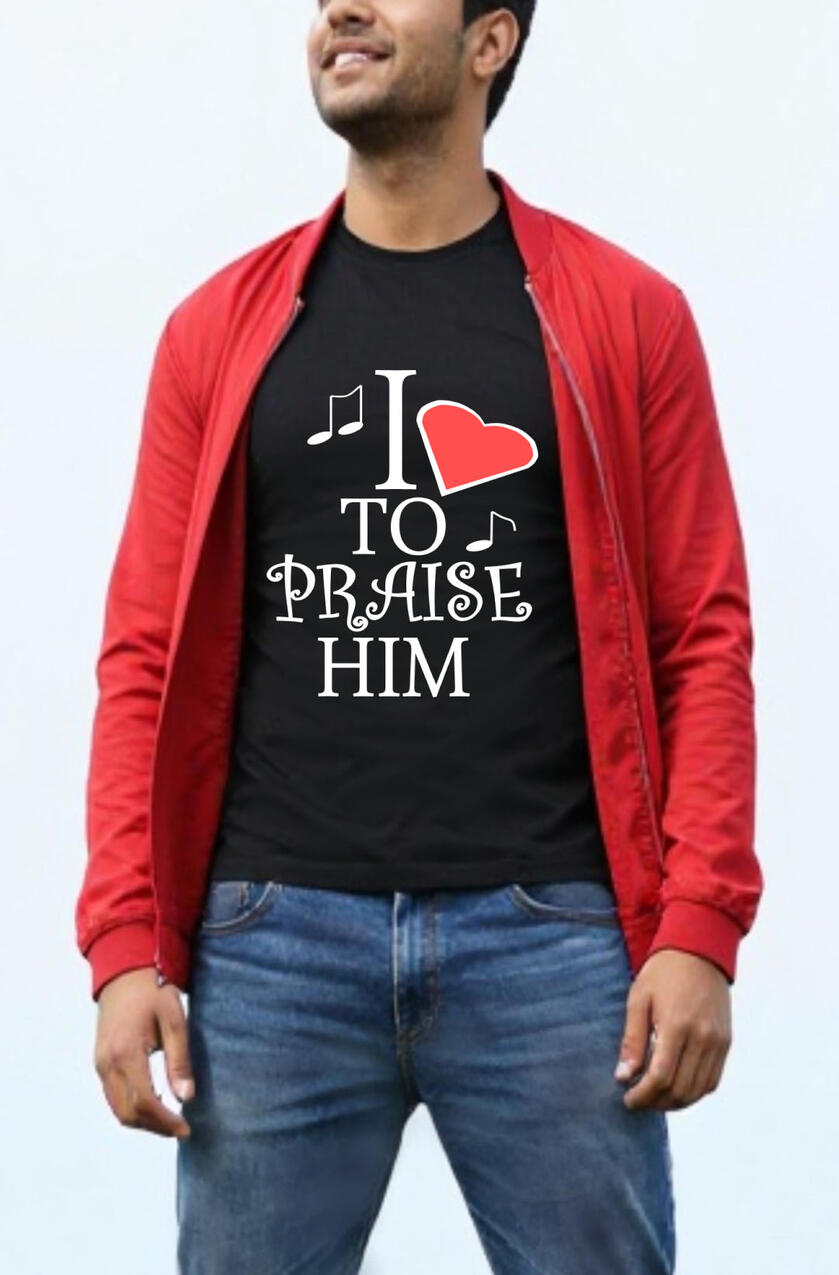 I Love To Praise Him Music Note & Heart Christian Premium T-shirt.